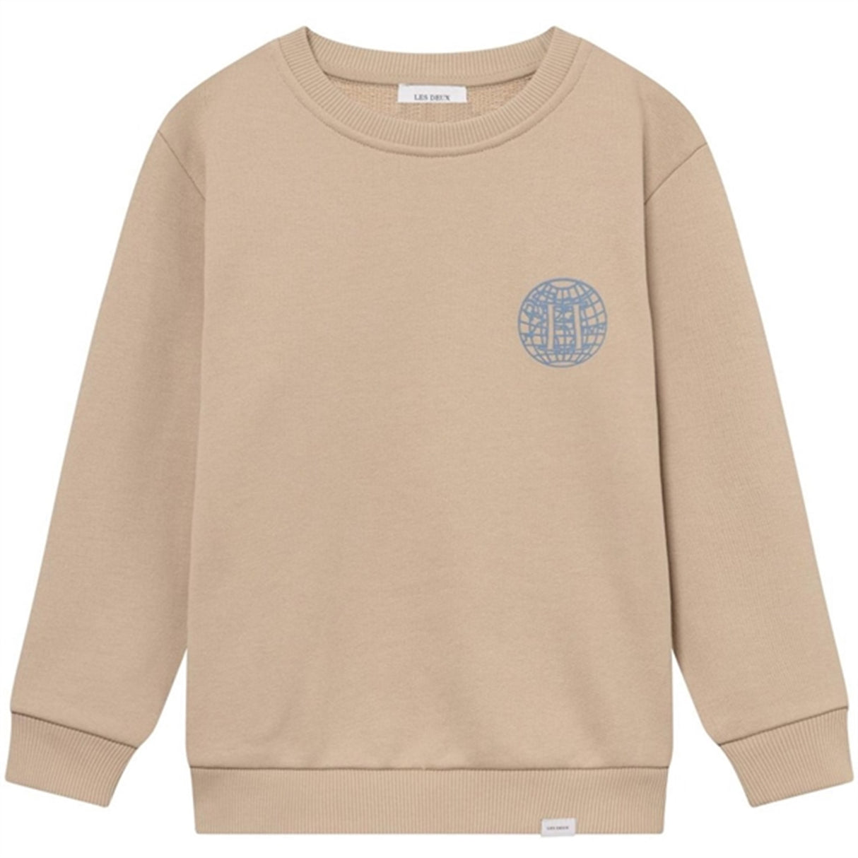 Les Deux Kids Light Desert Sand/Washed Denim Blue Globe Collegegenser