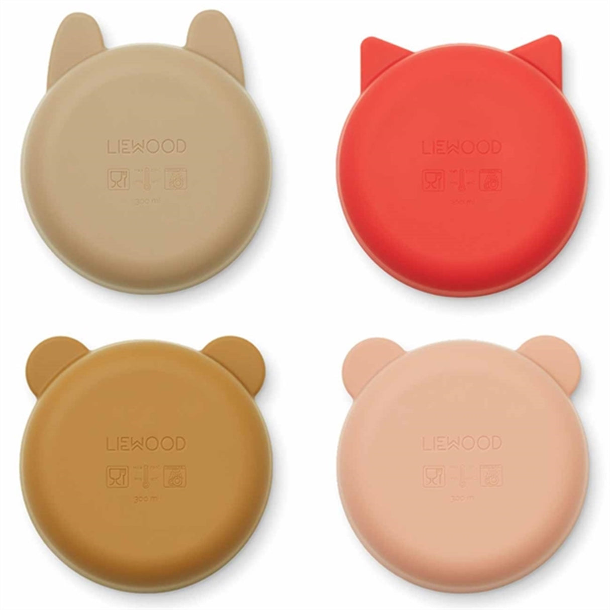 Liewood Iggy Silicone Skåle 4-Pack Apple Red Tuscany Rose Multi Mix