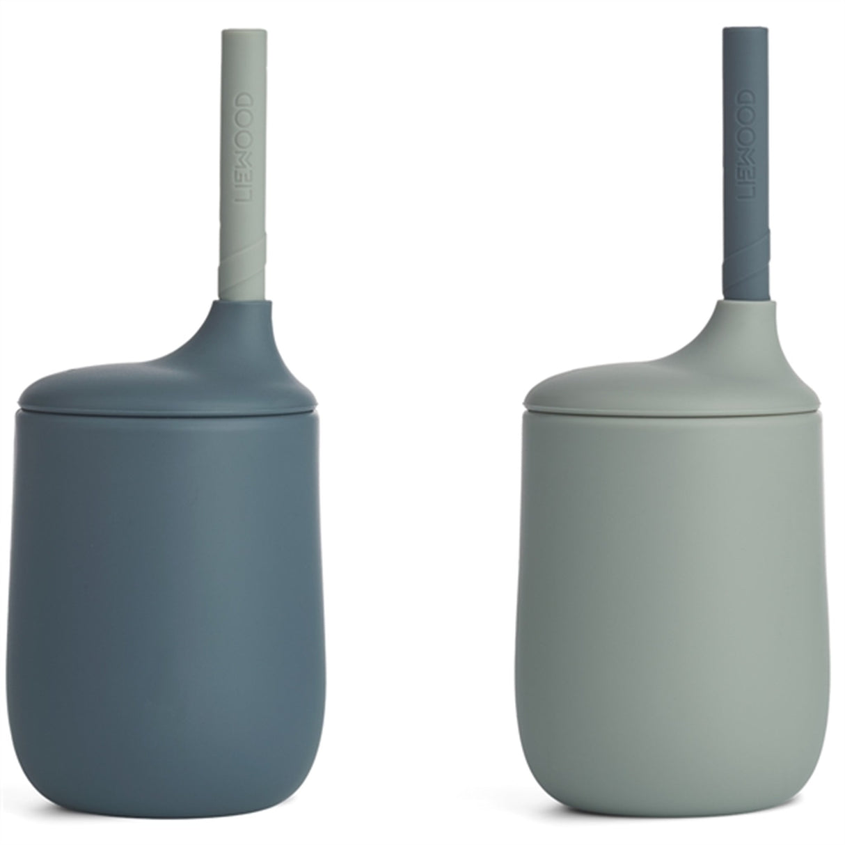 Liewood Ellis Sippy Silikonhode 2-Pak Whale Blue/Dove Blue Mix