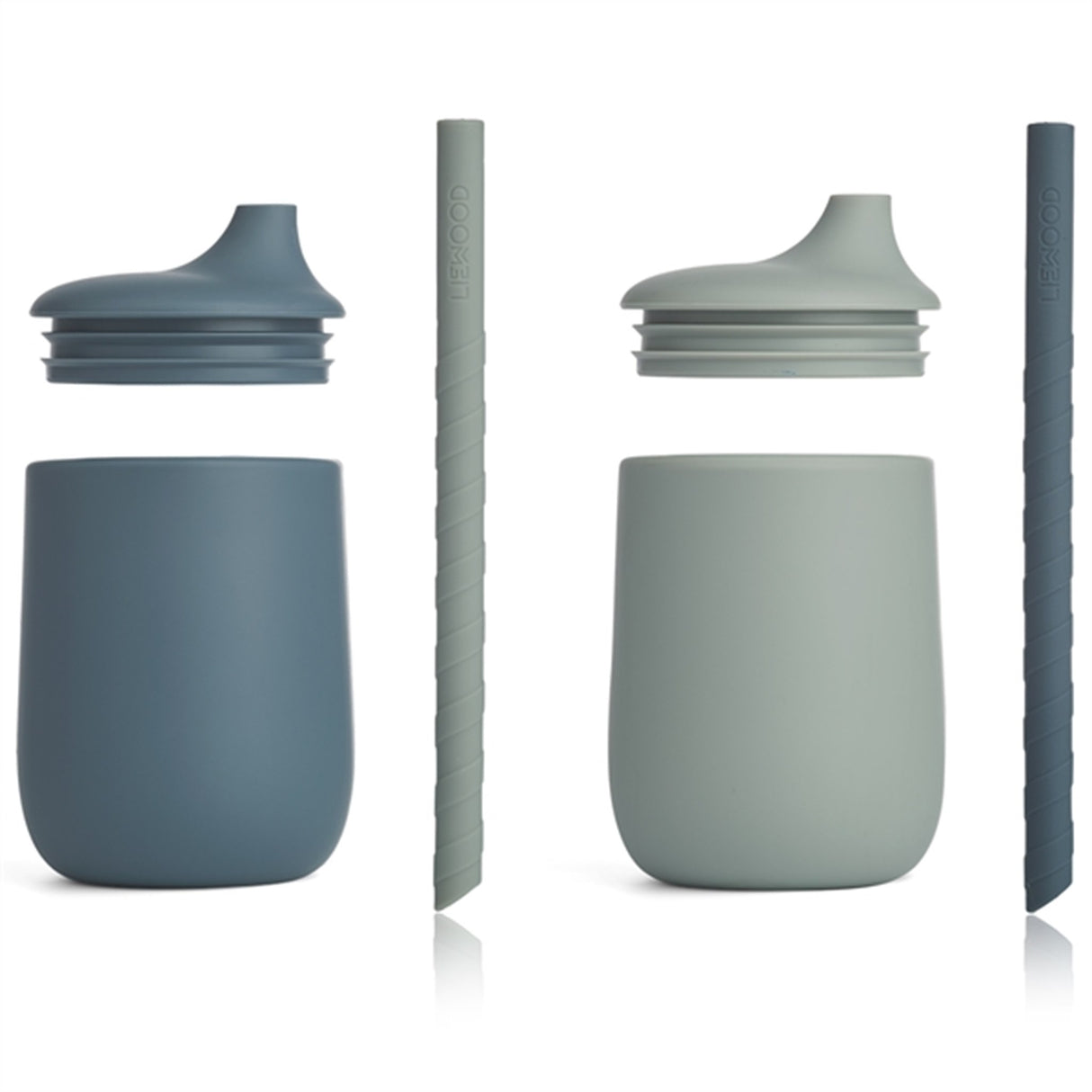 Liewood Ellis Sippy Silikonhode 2-Pak Whale Blue/Dove Blue Mix