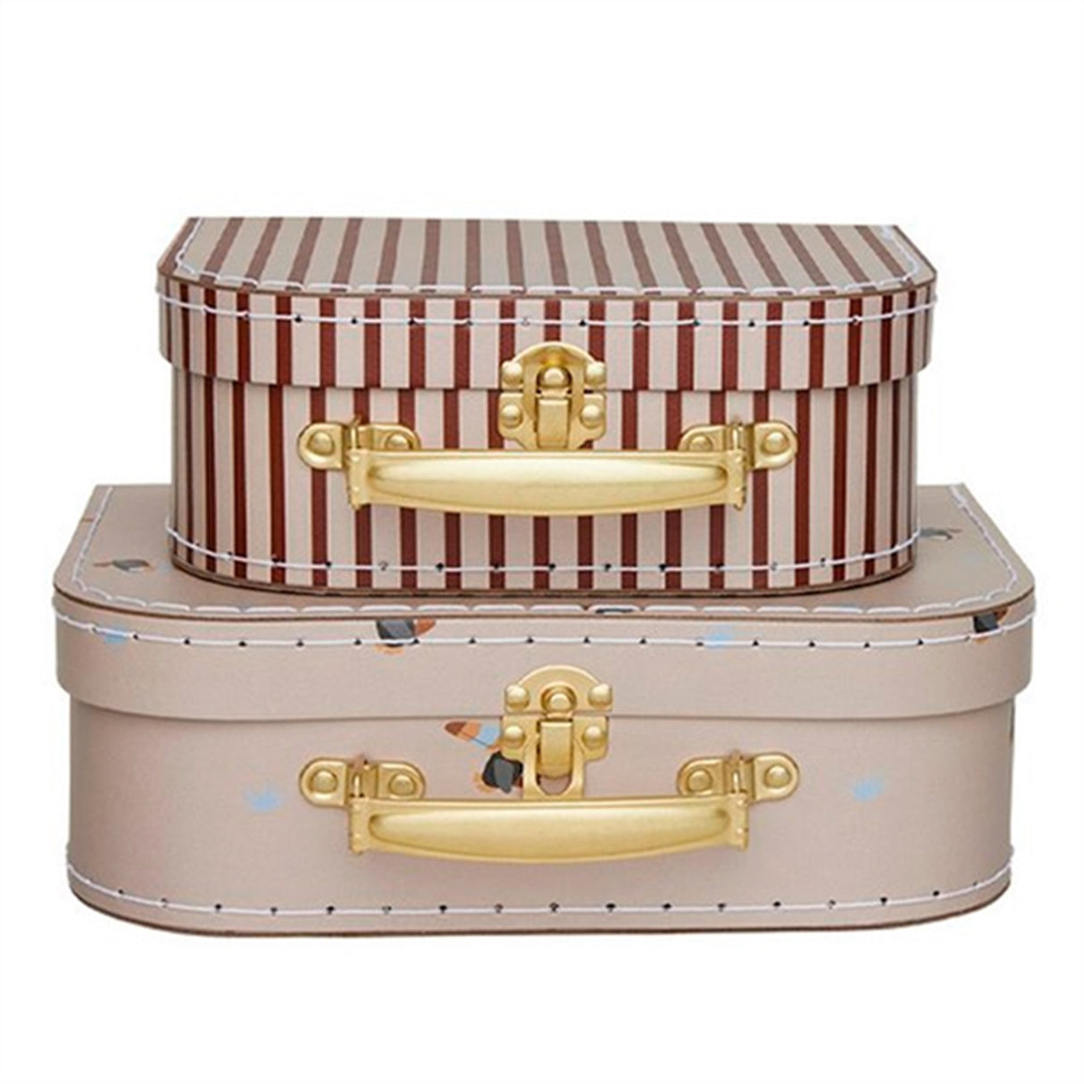 OYOY Mini Koffert Toucan & Stripe 2-pakning Clay