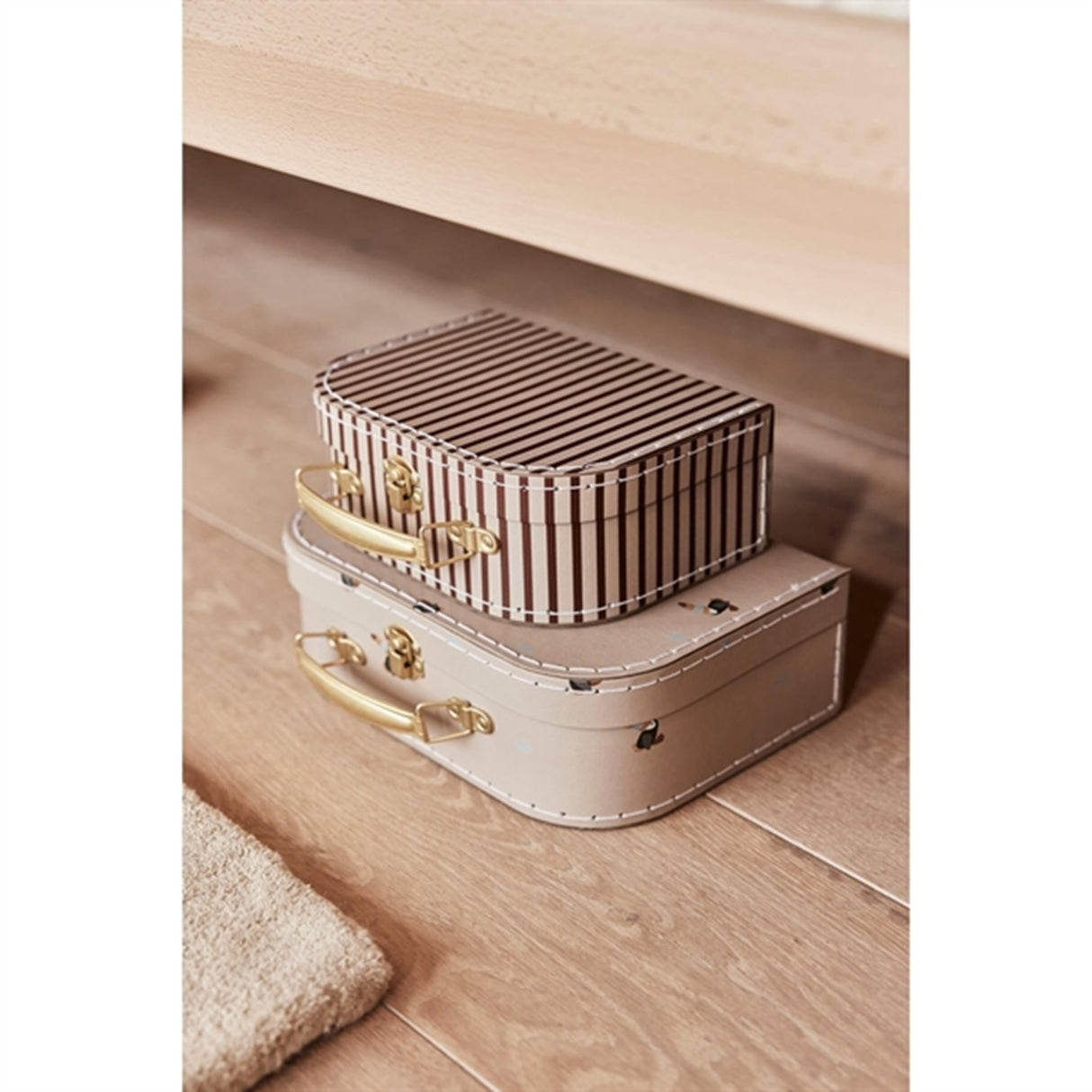 OYOY Mini Koffert Toucan & Stripe 2-pakning Clay