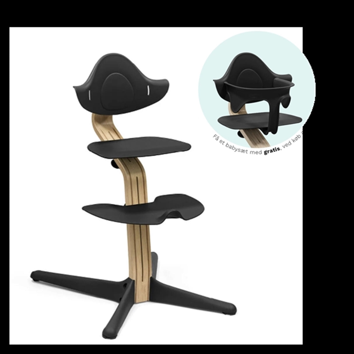 Stokke® Nomi® Stol Eg Black Inkl. Babysæt