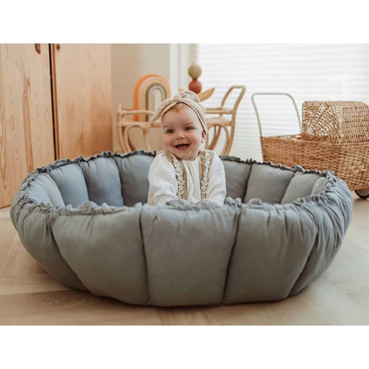 Play&Go 3-i-1 Leketeppe Organic Bloom Dusty Blue