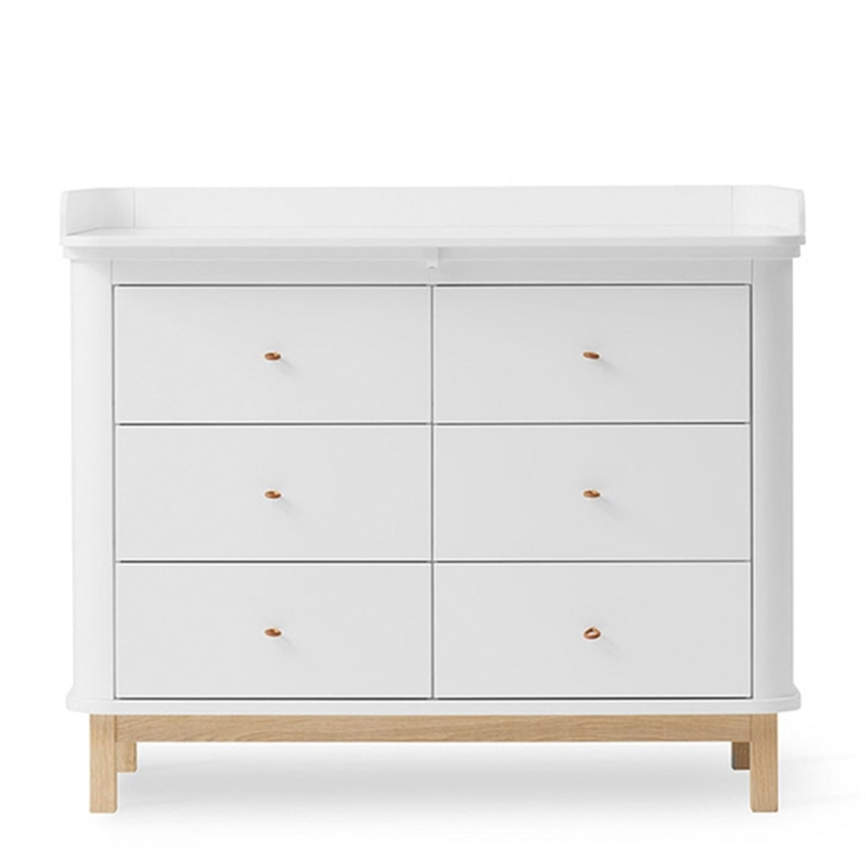 Oliver Furniture Wood Puslekommode m. 6 Skuffer Hvit/Eik