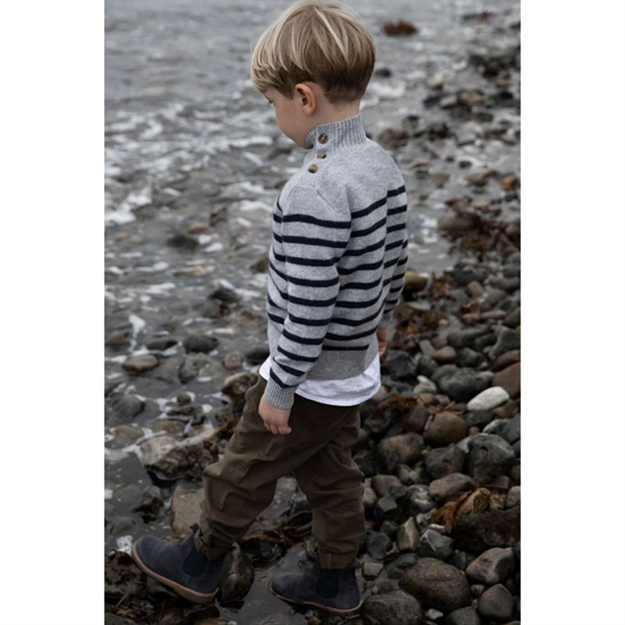 HOLMM Oxford Stripe Opal Cashmere Strikk Pullover