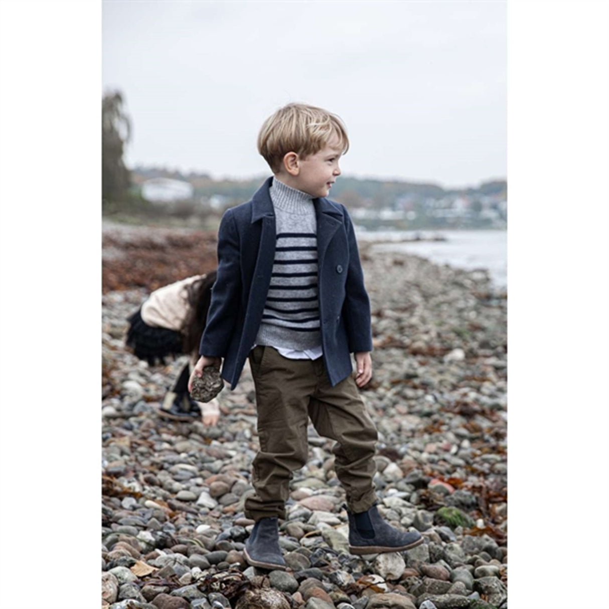 HOLMM Oxford Stripe Opal Cashmere Strikk Pullover