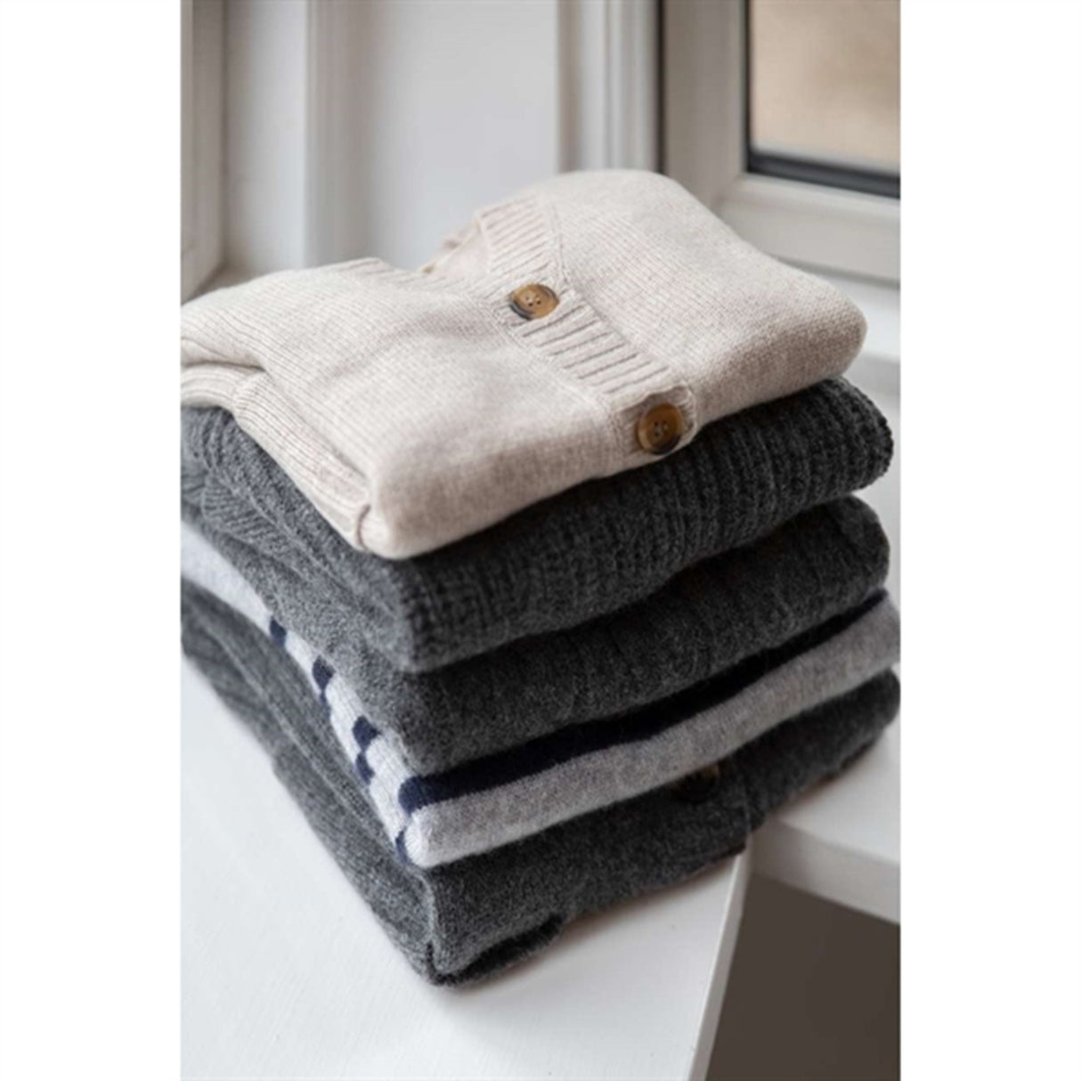 HOLMM Oxford Stripe Opal Cashmere Strikk Pullover