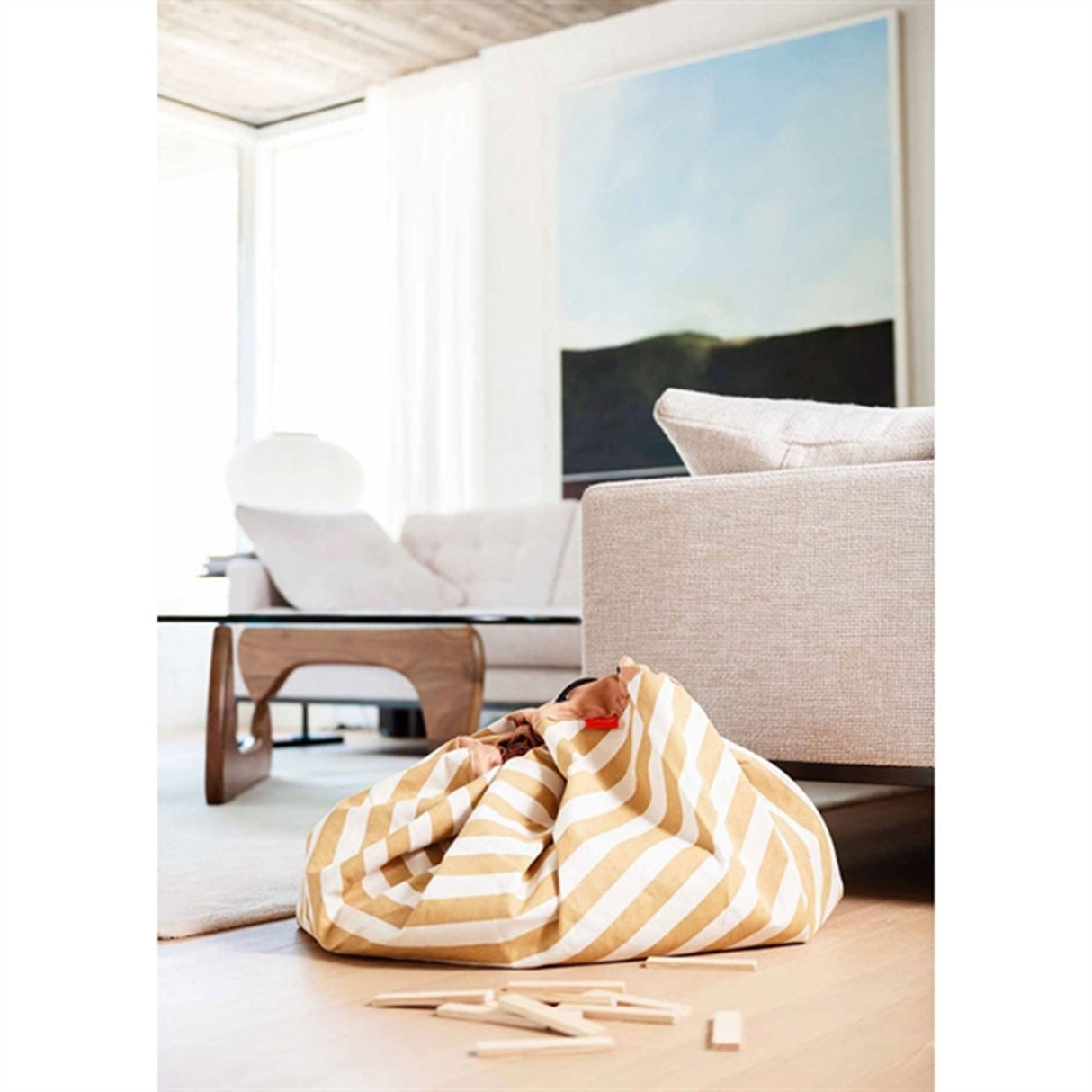 Play&Go 2-i-1 Leketeppe Stripes mustard