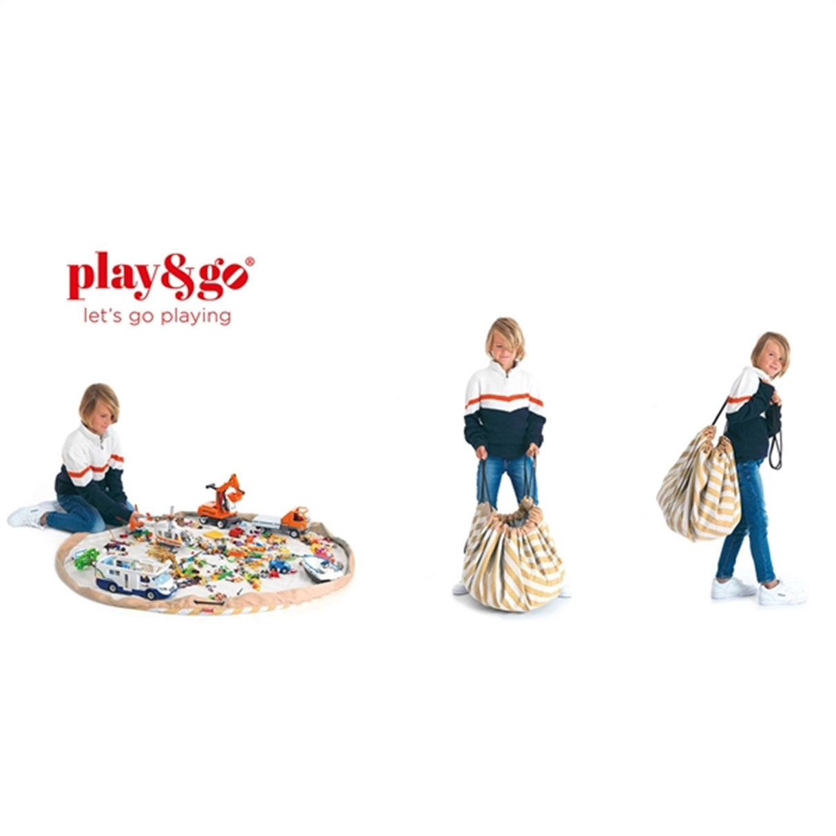 Play&Go 2-i-1 Leketeppe Stripes mustard