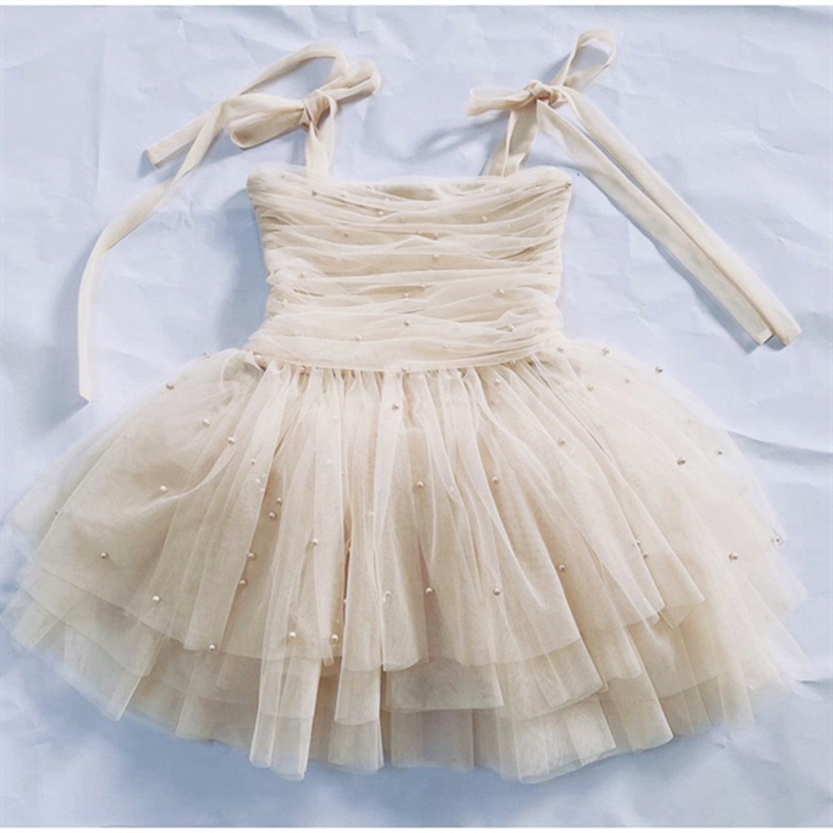 Dolly by Le Petit Tom Pearl Tulle Ballerinasko Kjole Cream