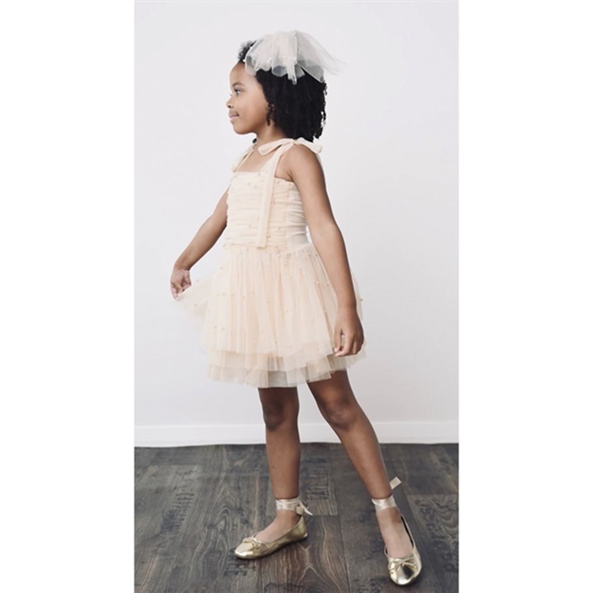 Dolly by Le Petit Tom Pearl Tulle Ballerinasko Kjole Cream
