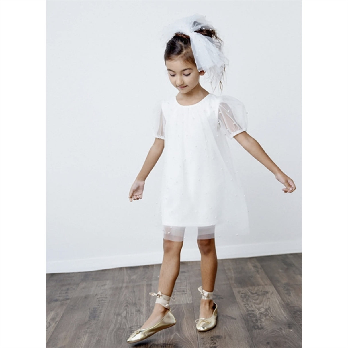 Dolly by Le Petit Tom Pearl Tulle Puff Aline Kjole White