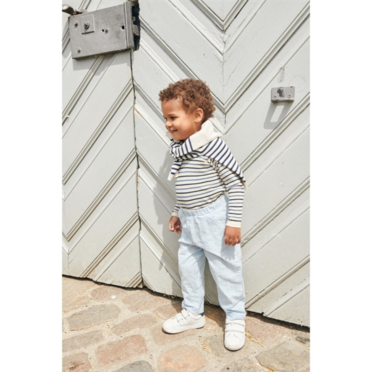 Copenhagen Colors Sky Blue W Cream Stripe Seersucker Bukser