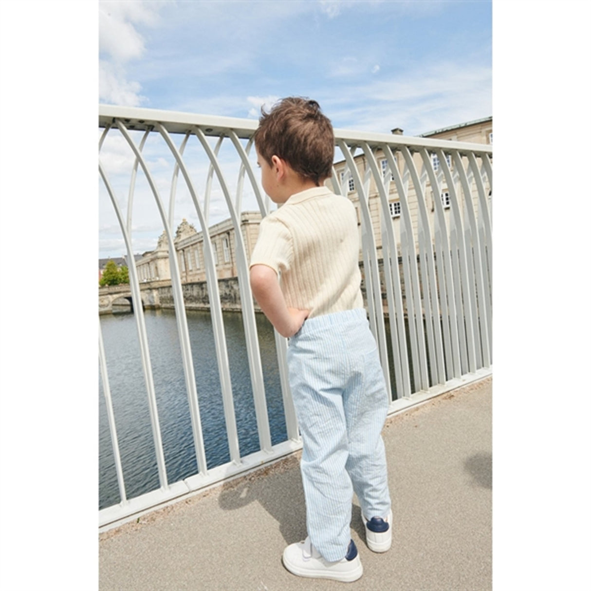 Copenhagen Colors Sky Blue W Cream Stripe Seersucker Bukser