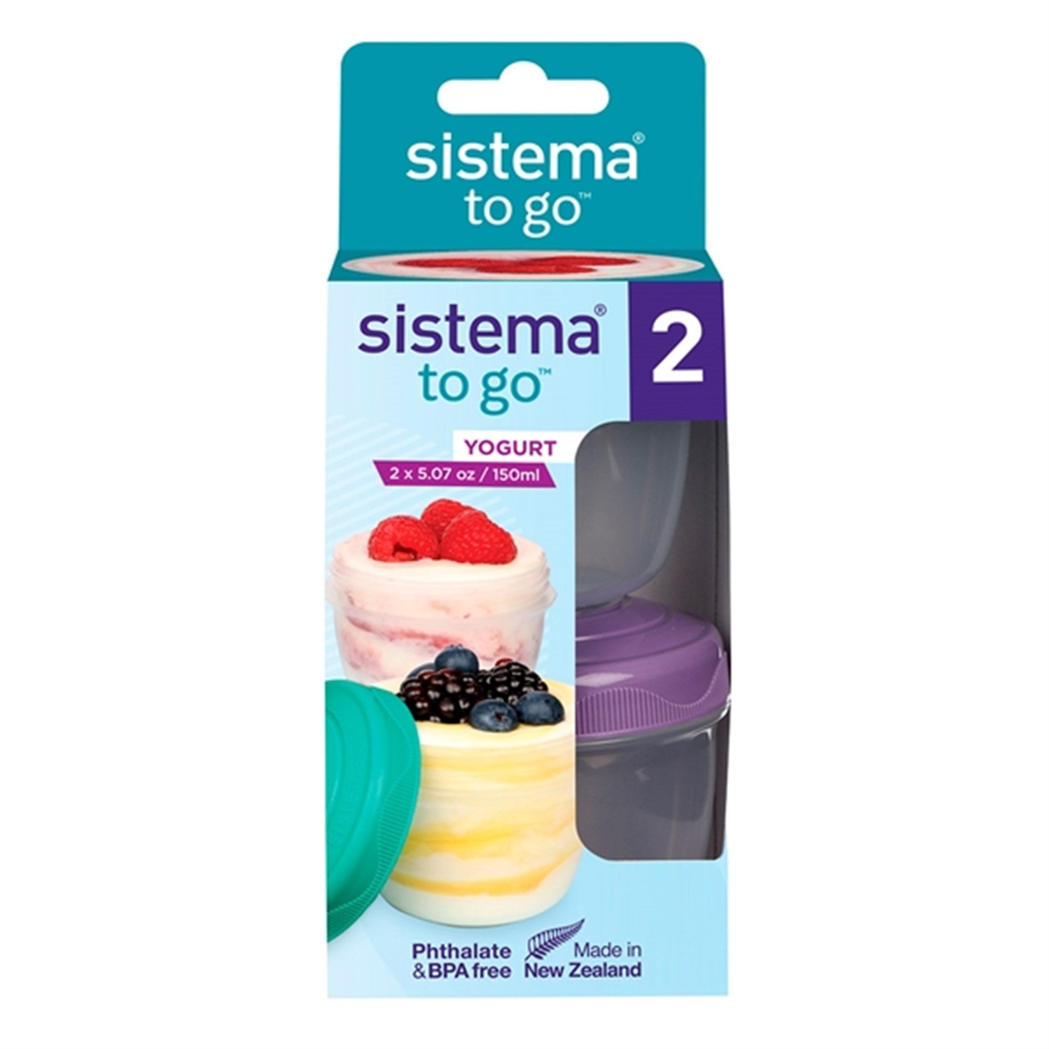 Sistema To-Go Yoghurtbøtte 2-Pakning Minty Teal / Misty Purple
