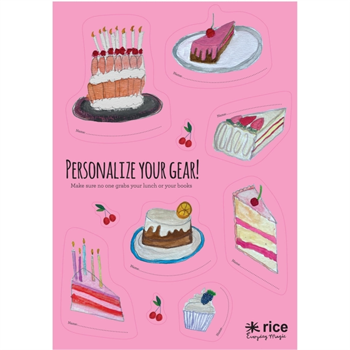 RICE Cake Theme Klistermærker til Matboks