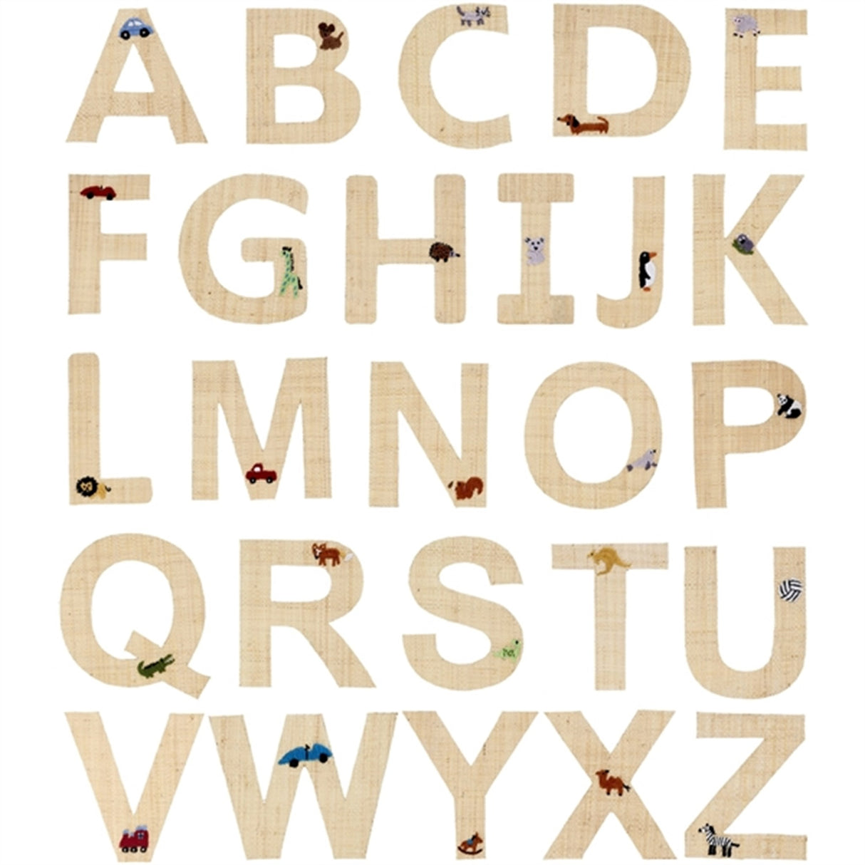 RICE Nature Raffie Klistremerke Bogstav Cars & Animals