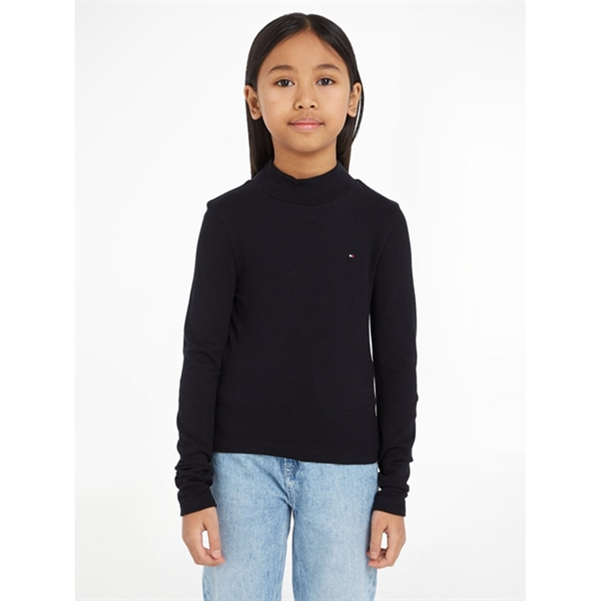 Tommy Hilfiger Stripe Mock Genser Black / Desert Sky Stripe