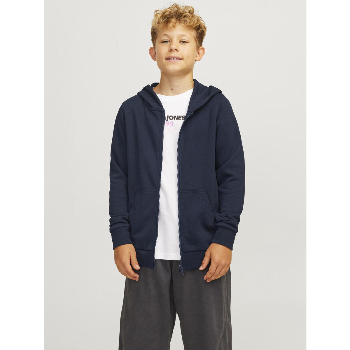 Jack & Jones Navy Blazer Jjebradley Sweat Zip Hette Noos Jnr