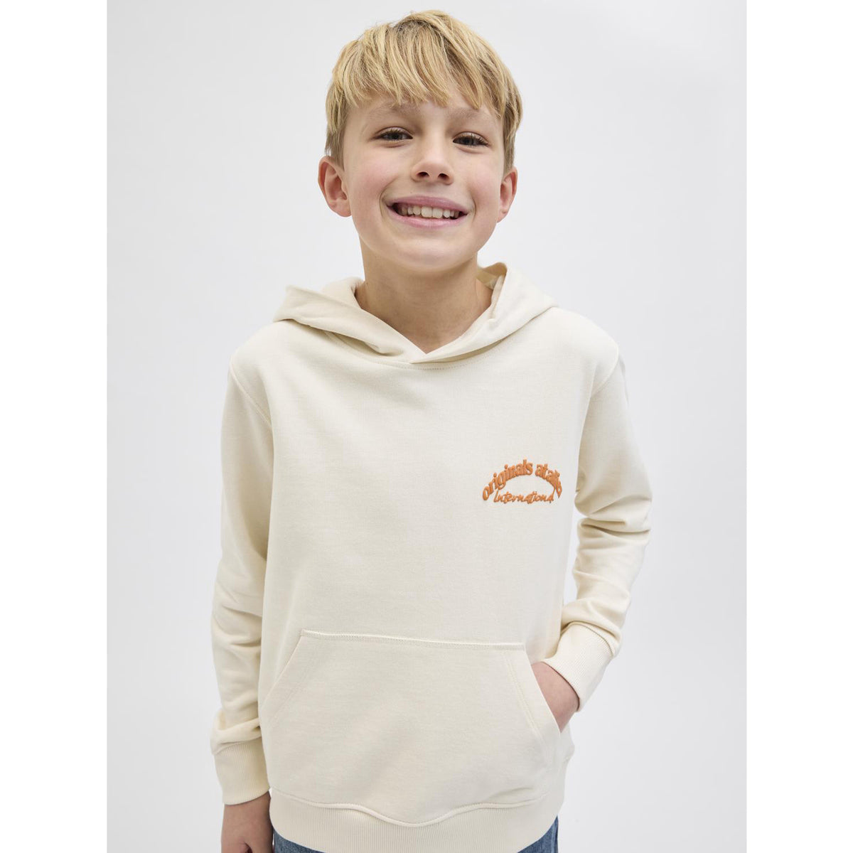 Jack & Jones Antique White Jwhparos Type Sweat Hette Back Jnr