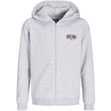 Jack & Jones White Melange Jjaero Sweat Zip Hette Jnr