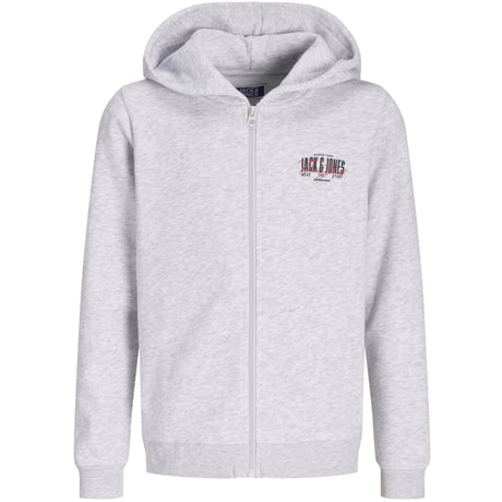 Jack & Jones White Melange Jjaero Sweat Zip Hette Jnr