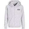 Jack & Jones White Melange Jjaero Sweat Zip Hette Jnr