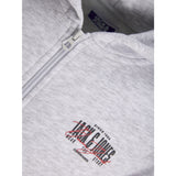 Jack & Jones White Melange Jjaero Sweat Zip Hette Jnr