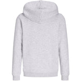 Jack & Jones White Melange Jjaero Sweat Zip Hette Jnr
