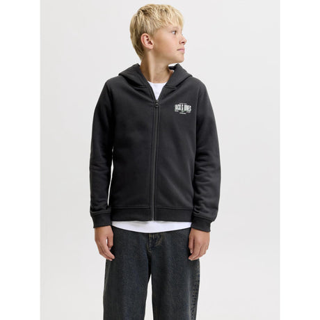 Jack & Jones Black Jjaero Sweat Zip Hette Jnr