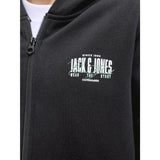 Jack & Jones Black Jjaero Sweat Zip Hette Jnr