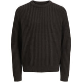 Jack & Jones Mulch Twisted Black Jjjaxon Strikk Crew Neck Jnr