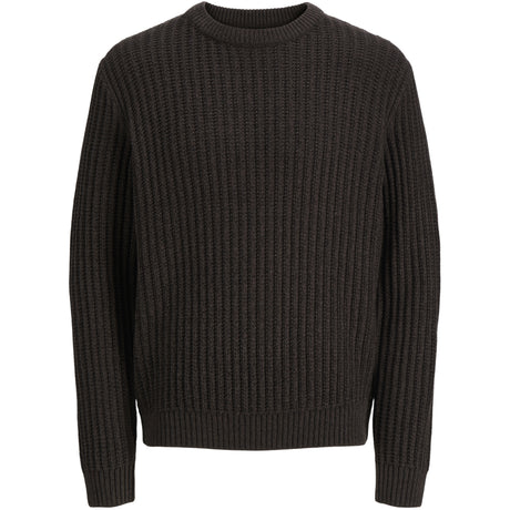 Jack & Jones Mulch Twisted Black Jjjaxon Strikk Crew Neck Jnr