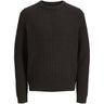 Jack & Jones Mulch Twisted Black Jjjaxon Strikk Crew Neck Jnr
