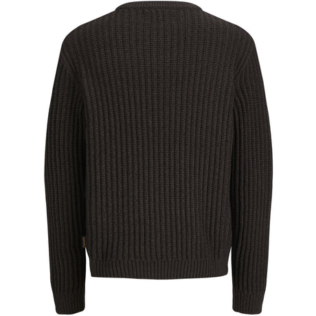 Jack & Jones Mulch Twisted Black Jjjaxon Strikk Crew Neck Jnr