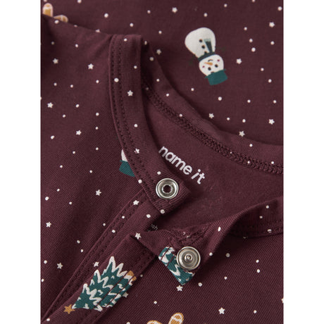 Name It Burgundy Christmas Nbnvismas Ls Natt Drakt