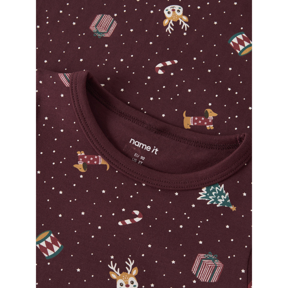 Name It Burgundy Christmas Nmfvismas Ls Natkjole