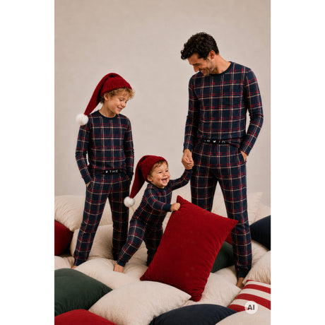 The New Navy Blazer Check Tnholiday Tartan Voksen Night Sett