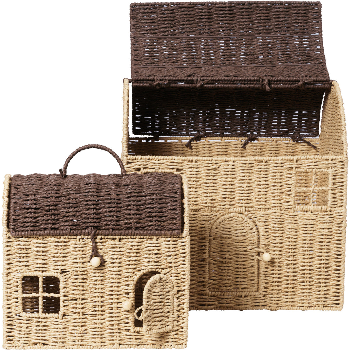 Ferm Living Natural/Dark Brown Casu Oppbevaring Houses 2 Pakke