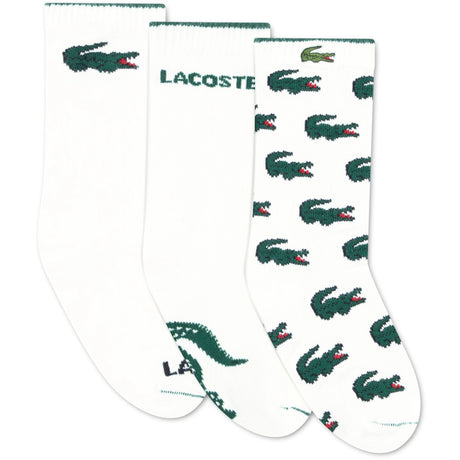 LACOSTE Blanc 3Pk Croc Bomull Crew