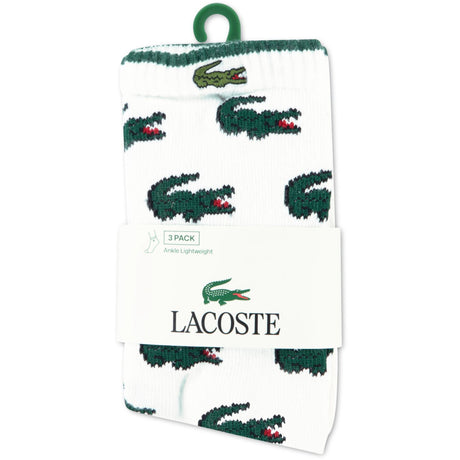 LACOSTE Blanc 3Pk Croc Bomull Crew