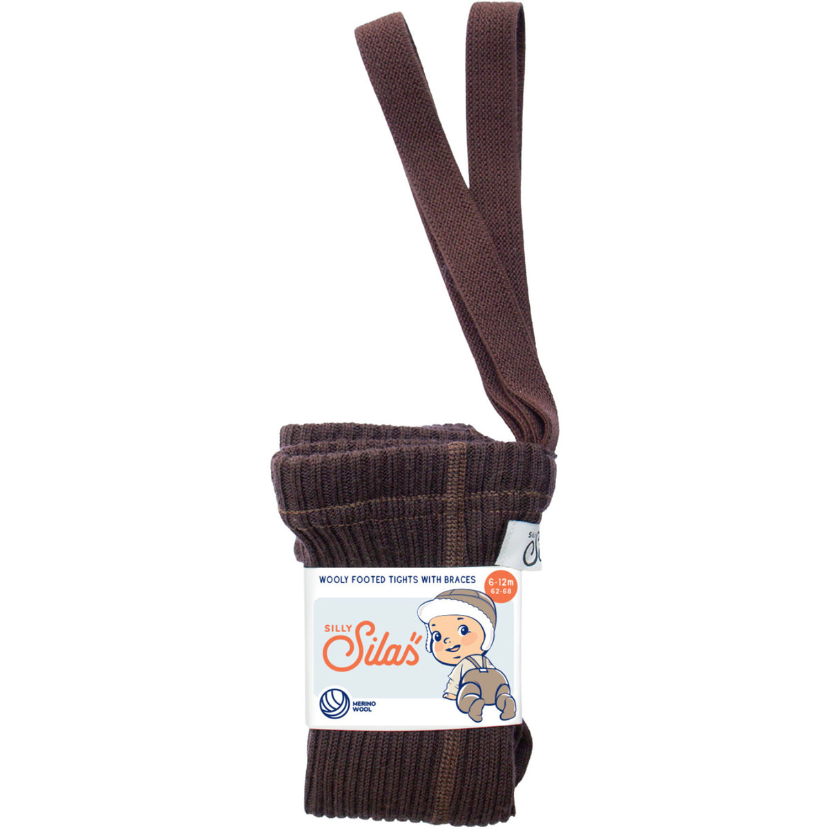 Silly Silas Wooly Footed Strømpebukser Med Braces Espresso Brown