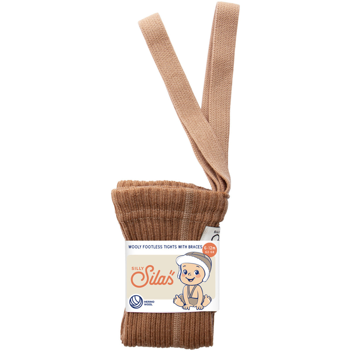 Silly Silas Wooly Footless Strømpebukser Med Braces Cappuccino