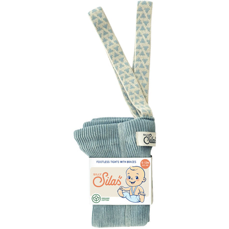 Silly Silas Footless Bomull Strømpebukser Med Braces Misty Blue Patterned