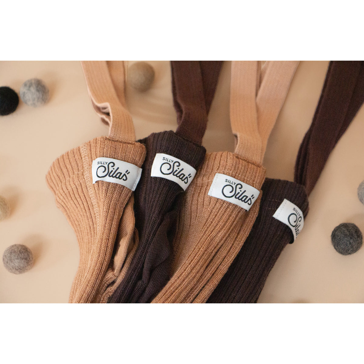 Silly Silas Wooly Footless Strømpebukser Med Braces Espresso Brown