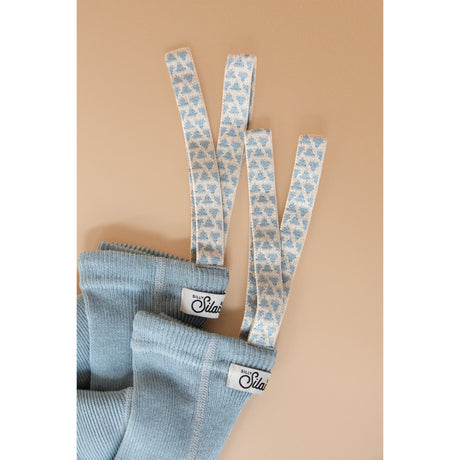 Silly Silas Footless Bomull Strømpebukser Med Braces Misty Blue Patterned
