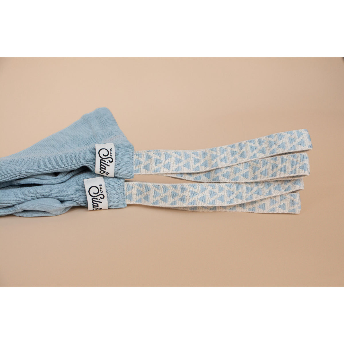 Silly Silas Footless Bomull Strømpebukser Med Braces Misty Blue Patterned