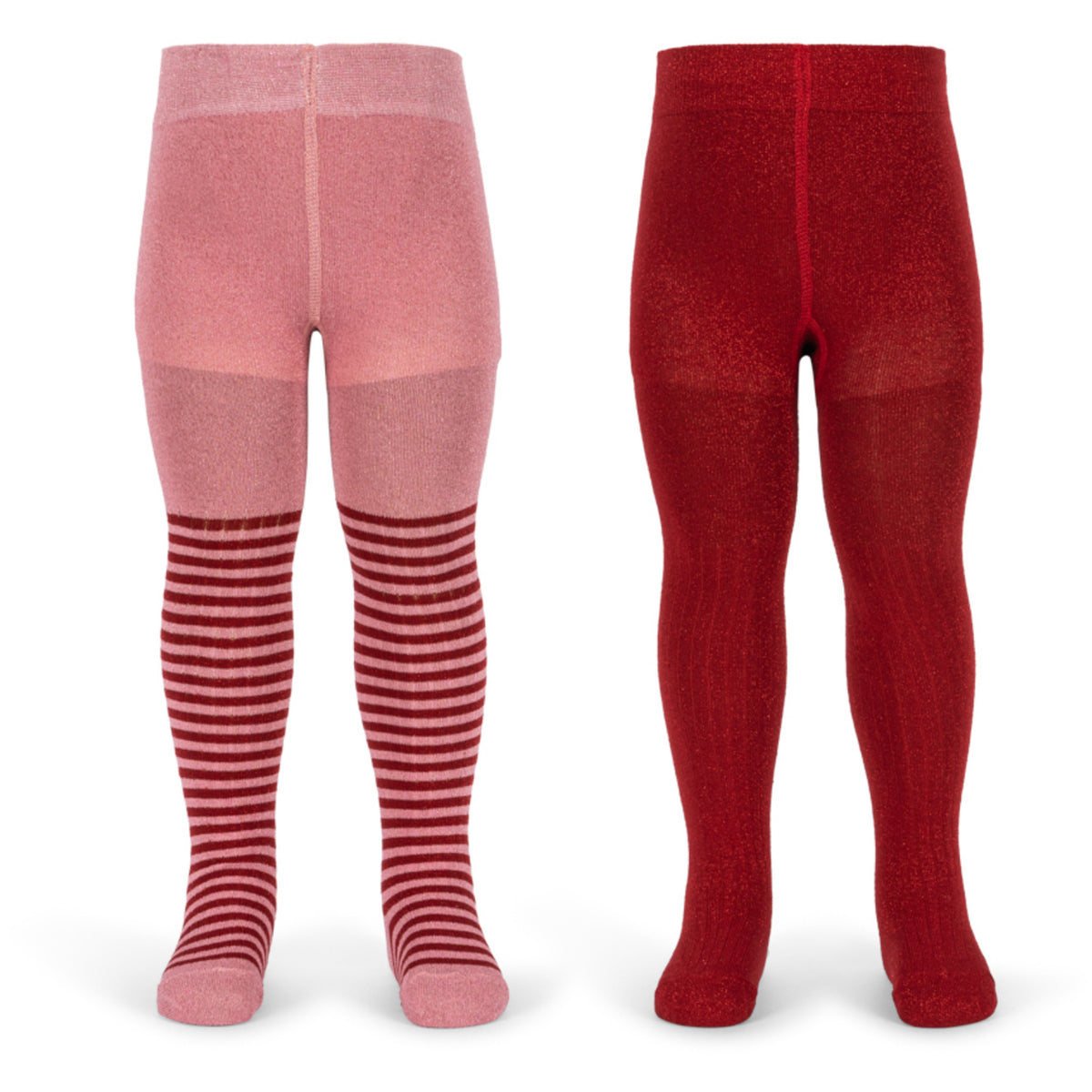 Konges Sløjd Red Stripe 2 Pakke Glitter Strømpebukser