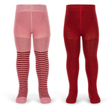 Konges Sløjd Red Stripe 2 Pakke Glitter Strømpebukser